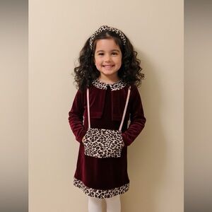 Special Occasion Long Sleeve Velvet Dress w/hand-warmer Muff